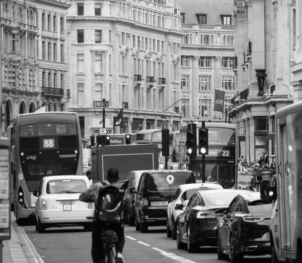 Londýn Velká Británie Circa Září 2019 Lidé Regent Street Černobílém — Stock fotografie