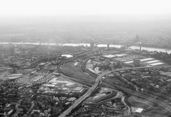 Vista Aérea Ciudad Koeln Alemania Blanco Negro Blanco Negro — Foto de Stock