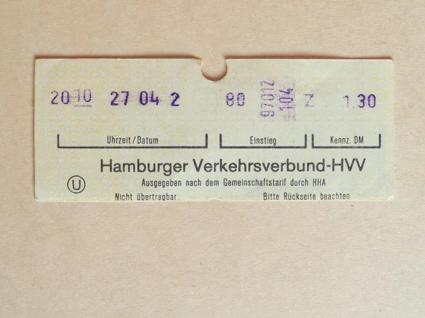 Hamburg Alemania Circa Junio 2020 Billete Transporte Público Vintage Hamburgo — Foto de Stock