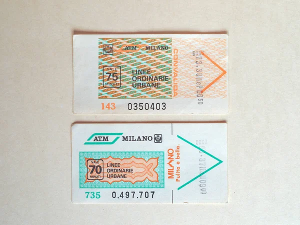 Milan Italy Circa June 2020 Vintage Milan Public Transport Ticket — 스톡 사진