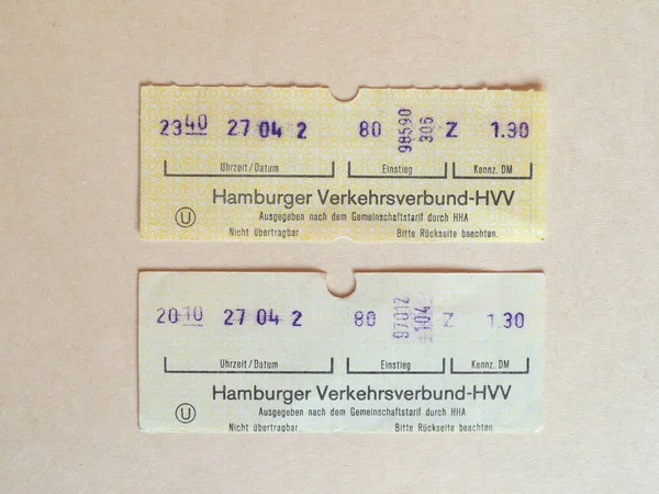 Hamburg Alemania Circa Junio 2020 Billete Transporte Público Vintage Hamburgo — Foto de Stock