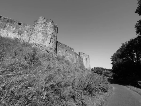 Ruins Chepstow Castle Castell Cas Gwent Welsh Chepstow Black White — Stock Photo, Image