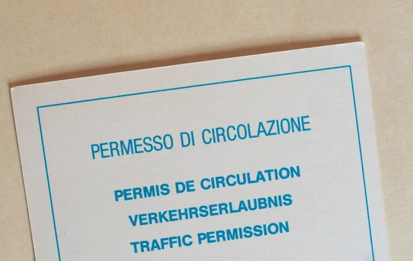 Traffic Permit Written Many Languages Including Top Bottom Italian French — Stock Photo, Image