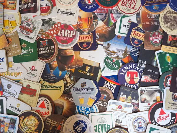 London March 2020 Beer Mats Many Different Brands — Stock Photo, Image