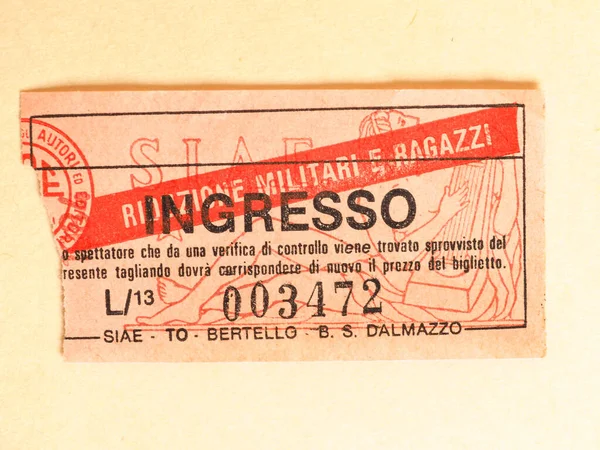 Turin Olaszország Circa Június 2020 Vintage Italian Cinema Ticket — Stock Fotó