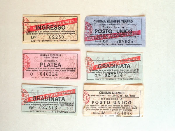 Turin Italy Circa June 2020 Vintage Italian Cinema Ticket — Stock Photo, Image