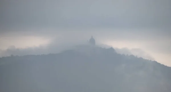 Basilique Superga Église Dans Brume Brouillard Turin Italie — Photo
