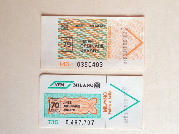 Milão Itália Circa Junho 2020 Bilhete Transporte Público Vintage Milão — Fotografia de Stock