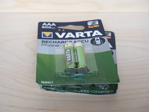 Hannover Allemagne Circa Mai 2020 Boîte Batteries Rechargeables Varta — Photo