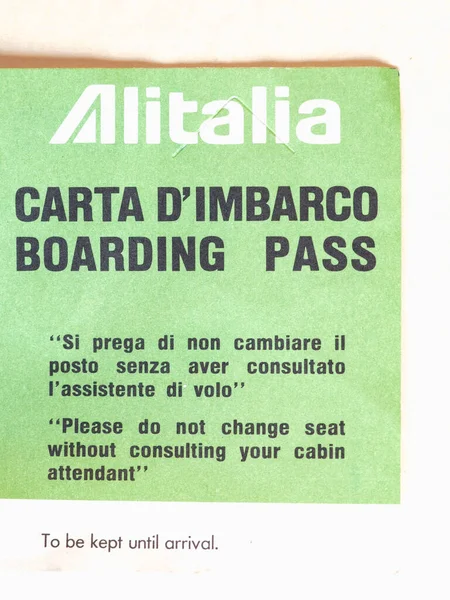 Roma Italia Circa Junio 2020 Tarjeta Embarque Alitalia Vintage Carta — Foto de Stock
