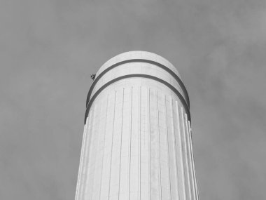 Chimney of Battersea Power Station in London, UK in black and white clipart