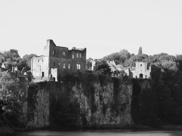 Ruins Chepstow Castle Castell Cas Gwent Welsh Chepstow Black White — Stock Photo, Image