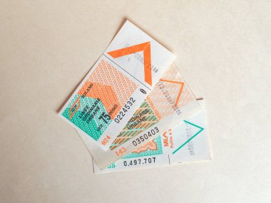 MILAN, ITALY - CIRCA HAZİRAN 2020: Eski Milan toplu taşıma bileti