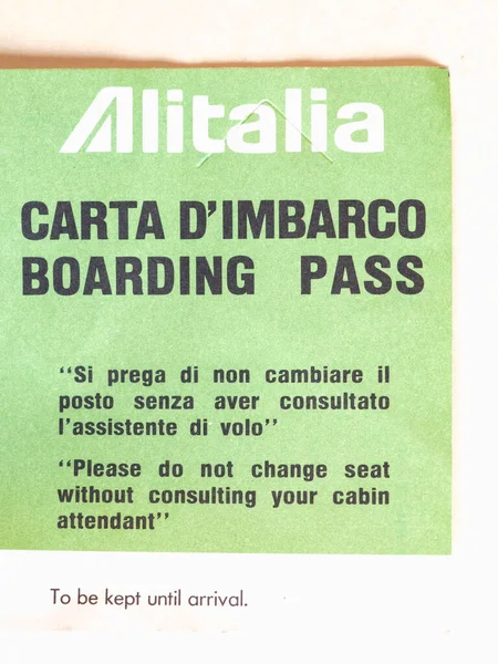 Roma Itália Circa Junho 2020 Cartão Embarque Vintage Alitalia Carta — Fotografia de Stock