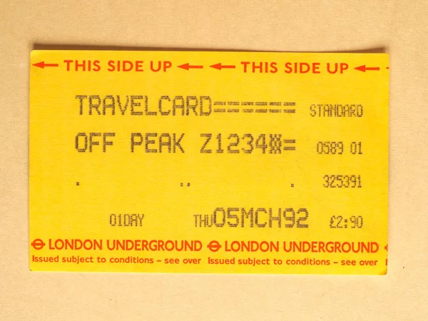 London Circa June 2020 Vintage London Underground Aka Tube Travelcard — Stock Photo, Image