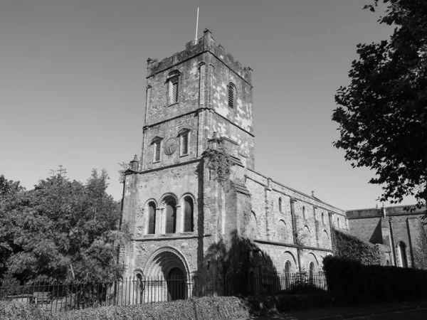 Iglesia Parroquial Prioritaria Santa María Chepstow Reino Unido Blanco Negro —  Fotos de Stock