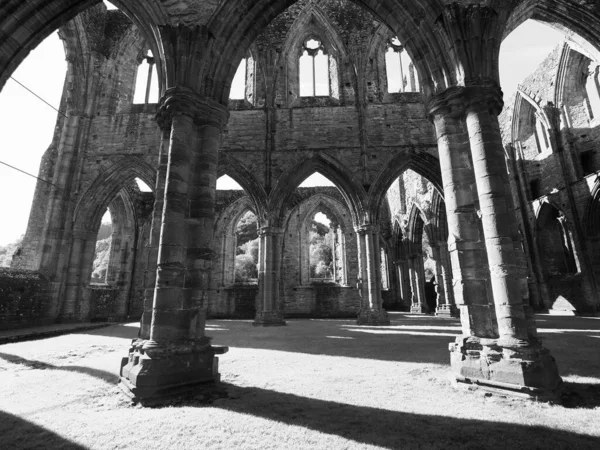 Tintern Circa 2019年9月 ティンバー修道院 ウェールズ語でAbaty Tyndyrn は黒と白の遺跡 — ストック写真