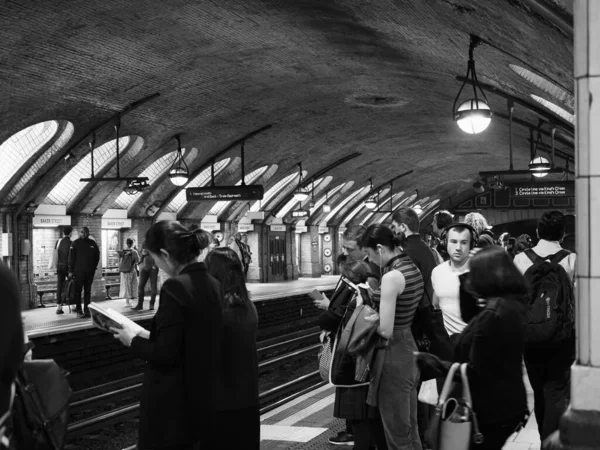 London Storbritannien Circa September 2019 Baker Street Tunnelbanestation Svartvitt — Stockfoto