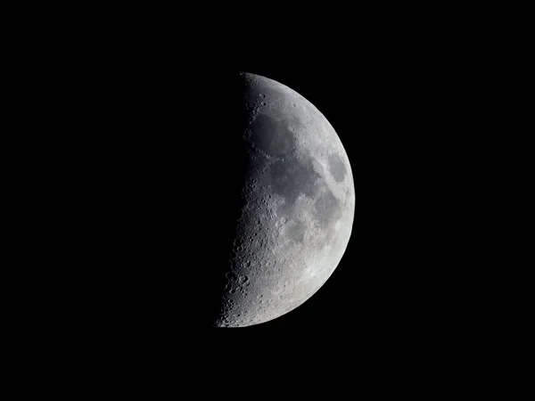 First Quarter Moon Seen Astronomical Telescope — Stock Photo, Image