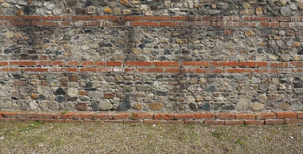 Oude Rode Bakstenen Stenen Muur Nuttig Als Achtergrond — Stockfoto