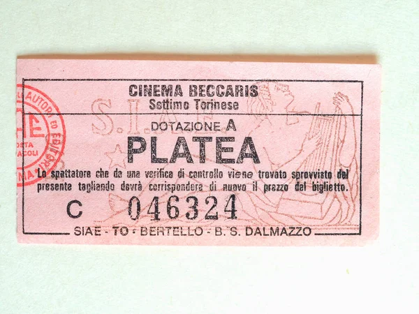 Turin Itália Circa Junho 2020 Bilhete Cinema Italiano Vintage — Fotografia de Stock