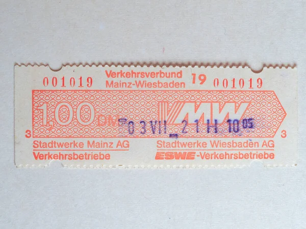 Mainz Niemcy Circa Czerwca 2020 Vintage Moguncja Bilet Komunikacji Miejskiej — Zdjęcie stockowe