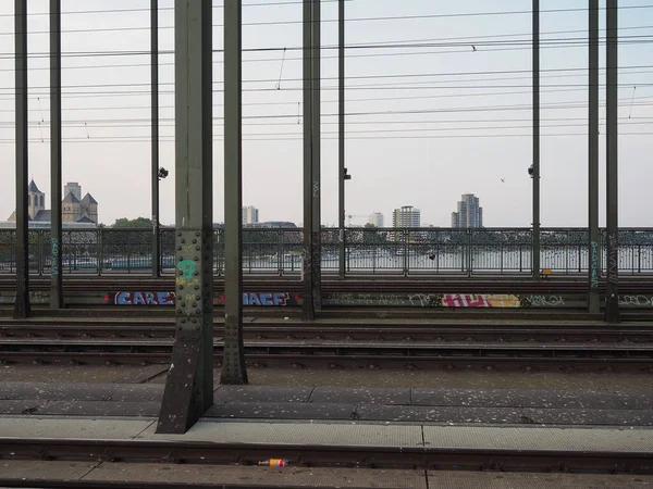 Koeln Németország Circa August 2019 Hohenzollernbruecke Azaz Hohenzollern Híd Amely — Stock Fotó