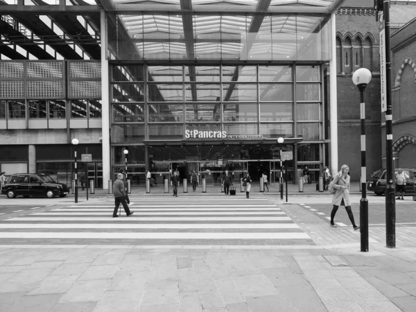 Circa September 2019 Pancras International Station Black White — 스톡 사진