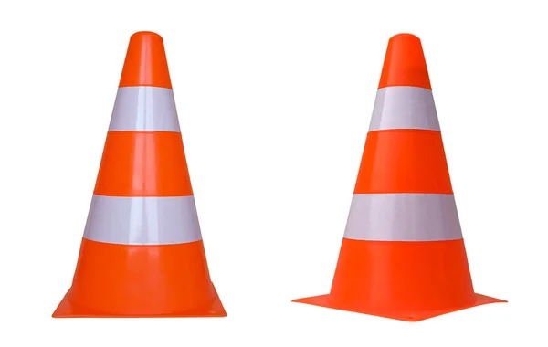 White Orange Traffic Cone Mark Road Works Isolated White Background — Stock Photo, Image