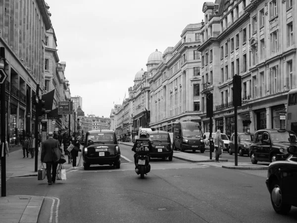 Londen Circa September 2019 Mensen Regent Street Zwart Wit — Stockfoto