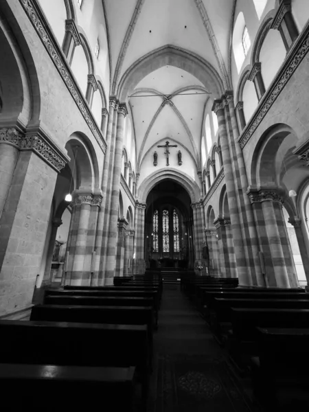 Koeln Germany Circa August 2019 Andreas Romanesque Basilica Black White — стокове фото