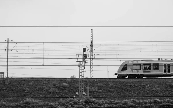 Koeln Germania Circa Agosto 2019 Treno Regionale Bianco Nero — Foto Stock
