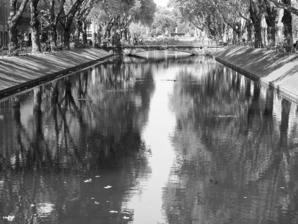 Duesseldorf Allemagne Circa Août 2019 Canal Stadtgraben Signifiant Fossé Ville — Photo