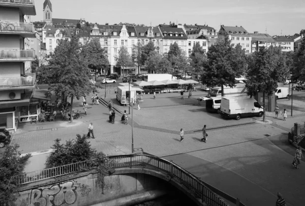 Wuppertal Duitsland Circa August 2019 Zicht Het Stadscentrum Zwart Wit — Stockfoto