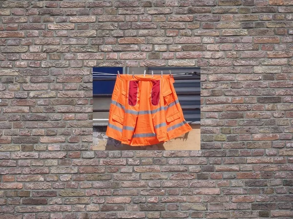 Orange Safety Wear Jacket Street Worker — Stock Photo, Image