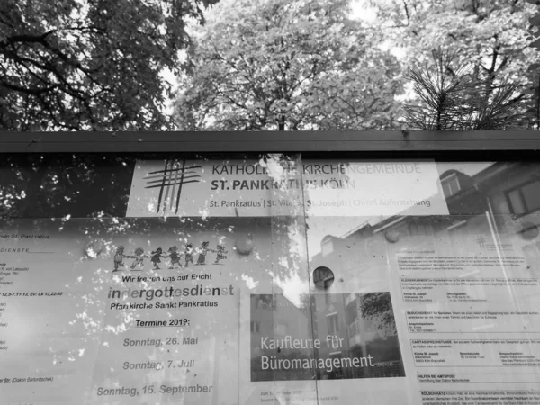 Koeln Germany Circa August 2019 Sankt Pankratius Church Black White — 图库照片