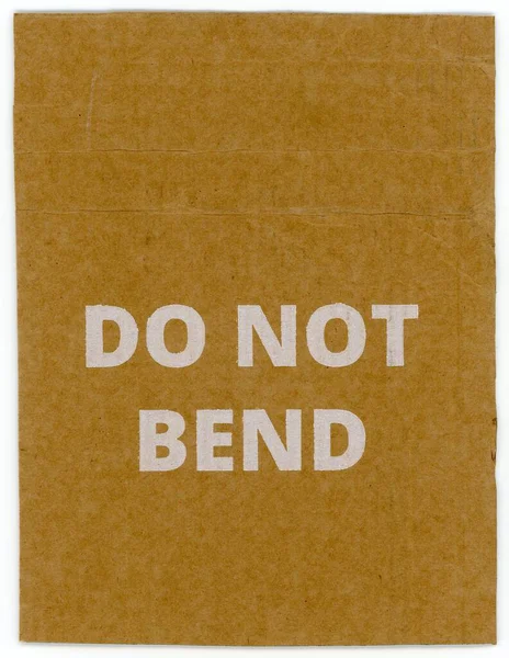 Bend Written Brown Corrugated Cardboard Packet — Stock Photo, Image