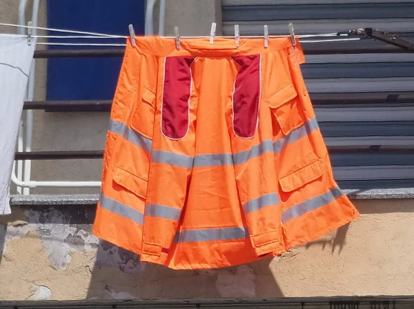 Orange Safety Wear Jacket Street Worker — Stock Photo, Image