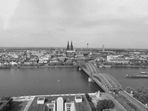 Koeln Alemanha Circa Agosto 2019 Vista Aérea Cidade Preto Branco — Fotografia de Stock