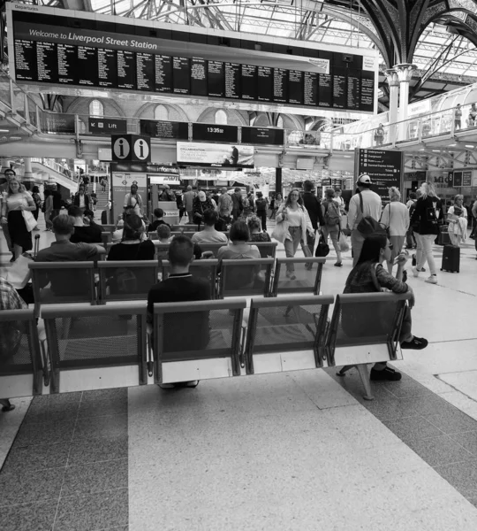 London Circa September 2019 Menschen Bahnhof Liverpool Street Schwarz Weiß — Stockfoto