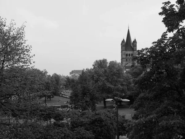 Koeln Alemania Circa Agosto 2019 Altstadt Ciudad Vieja Blanco Negro — Foto de Stock