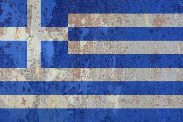 Греческий Национальный Флаг Греции Европы Ржавый Текстурированный Фон — стоковое фото