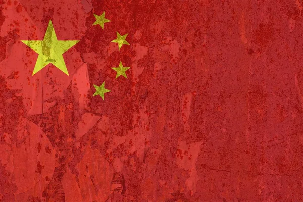 Bandeira Nacional Chinesa China Ásia Grunge Fundo Texturizado Enferrujado — Fotografia de Stock