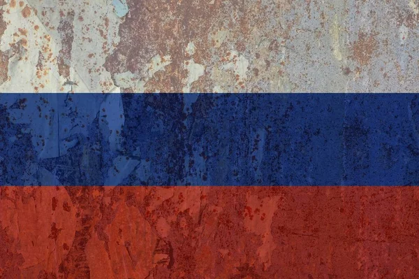 Russian National Flag Russia Europe Grunge Rusted Texturised Background — Stock Photo, Image