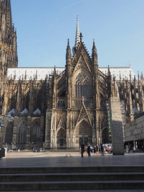KOELN, GERMANY - CIRCA AUGust 2019: Koelner Dom Hohe Domkirche Sankt Petrus (anlamı St Peter Katedrali) gotik kilise