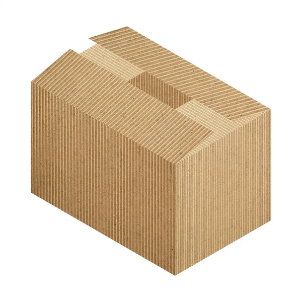 Brown Corrugated Cardboard Packet Isolated White Background — Stock Photo, Image