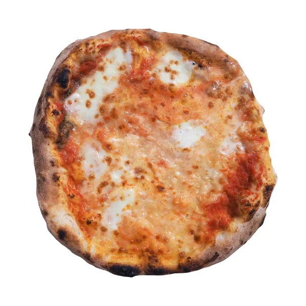 Pizza Margherita Comida Tradicional Italiana Horneada Aislada Sobre Fondo Blanco — Foto de Stock