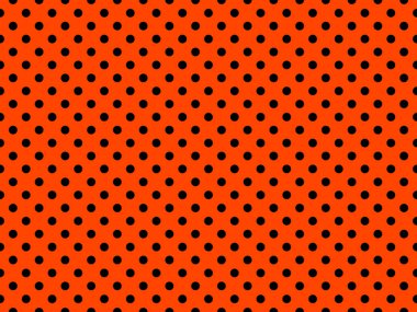 black polka dots pattern over orange red useful as a background