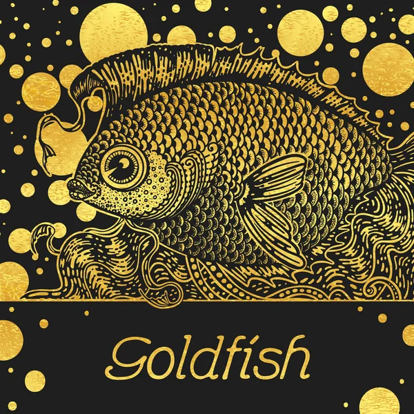 Banner with a gold fish — Stock Vector