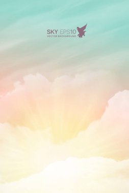 Vertical vector background with realistic turquoise-yellow sky clipart
